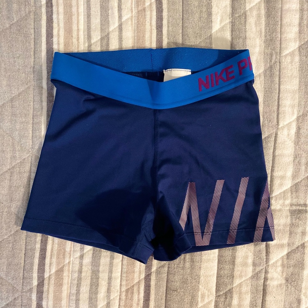 Women’s Blue Nike Pro Athletic Shorts